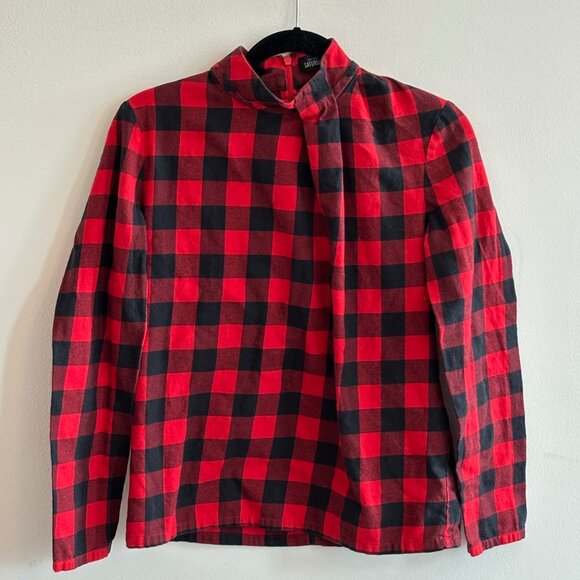 Kate Spade Saturday Tops - Kate Spade Saturday Buffalo Check Long-Sleeve Blouse - Red and Black, Size S